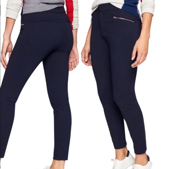 [10]✨NWOT✨Athleta | Ponte Moto Pant 2.0 | Navy Blue w/ Rose Gold Zippers - Picture 2 of 14